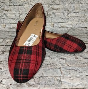 Torrid Red and Black Plaid Flats 10.5 W